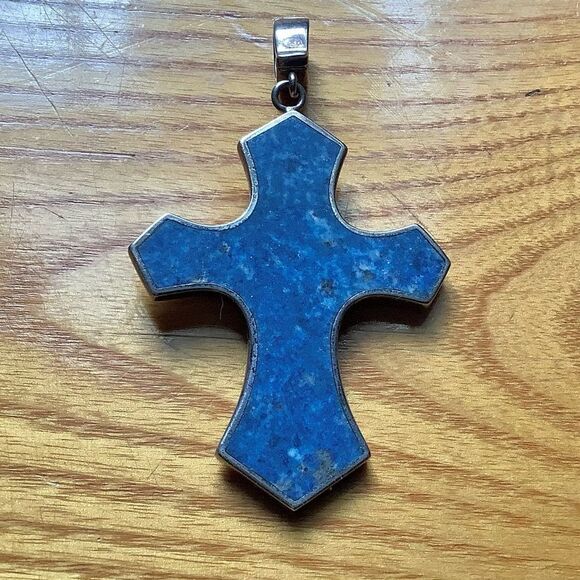 Whitney Kelly Sterling Silver & Lapis signed cross. Vintage - Picture 2 of 10